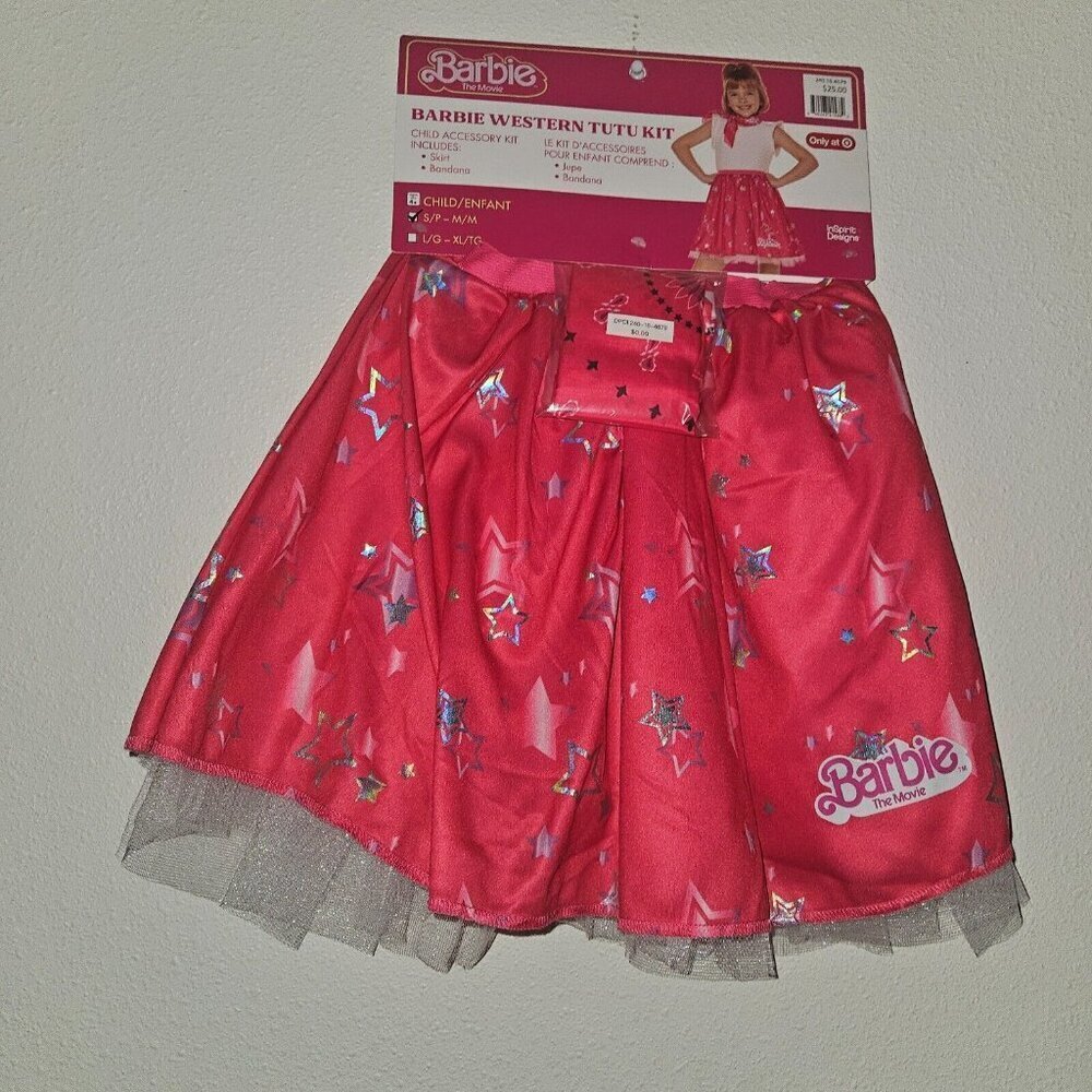 NEW Barbie Movie Western Tutu Halloween Costume Girls Small/Medium Skirt Bandana